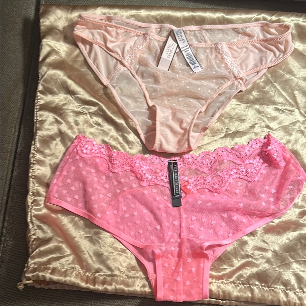 Two Pink Lace Floral Hipster Panties Intimates